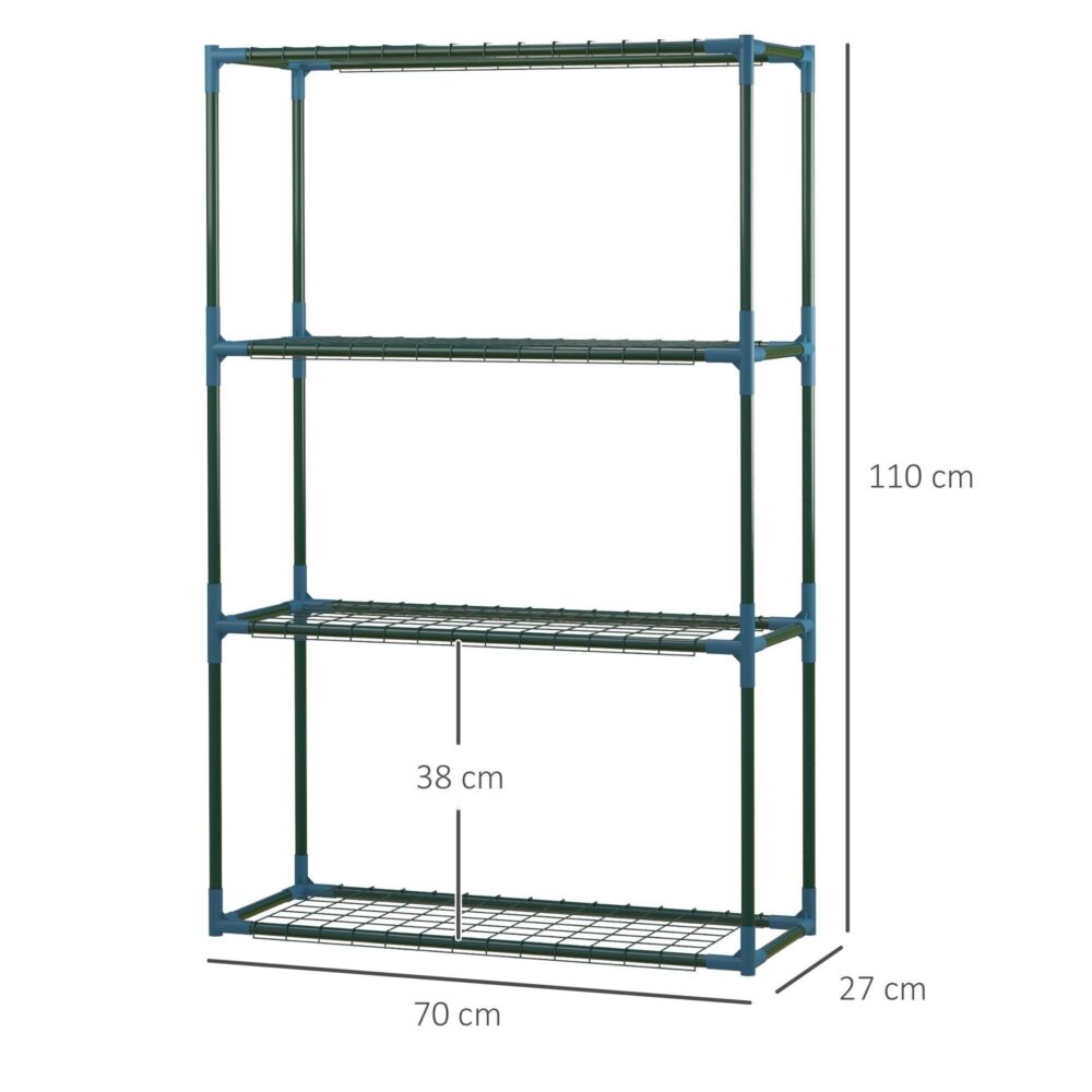 Växthylla Set med 2 | 4 nivåer blomkrukhållare för balkong / trädgård, robust stålkonstruktion med platsbesparande design, kraftig och lätt att montera