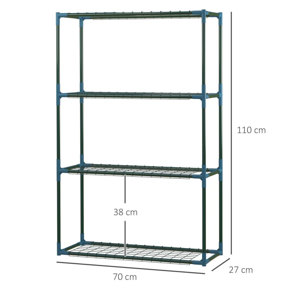 Växthylla Set med 2 | 4 nivåer blomkrukhållare för balkong / trädgård, robust stålkonstruktion med platsbesparande design, kraftig och lätt att montera