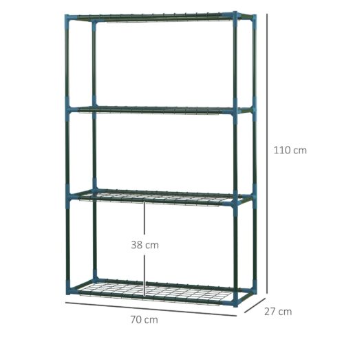 Växthylla Set med 2 | 4 nivåer blomkrukhållare för balkong / trädgård, robust stålkonstruktion med platsbesparande design, kraftig och lätt att montera