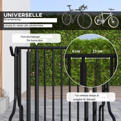 Cykelställ för 4 cyklar, dubbelsidigt multiställ med toppförvaring, väderbeständig ståldesign