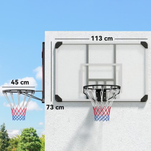 Väggmonterad basketkorg med justerbar höjd – Slitstark stålram för inomhus/utomhusbruk, enkel montering, professionell design