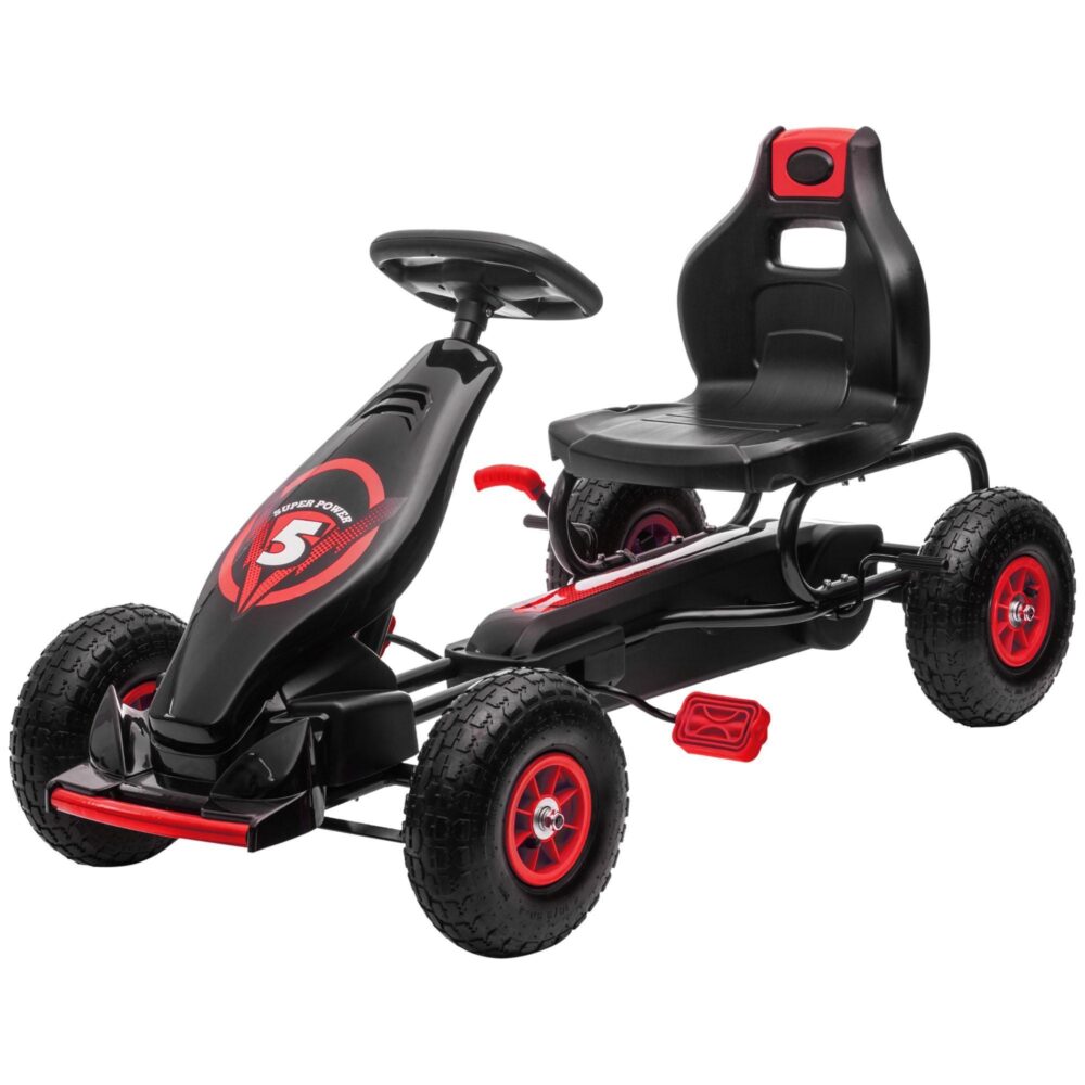Justerbar sittplats för barn Gokart med gummidäck – pedaldriven och handbroms – 5-12 år