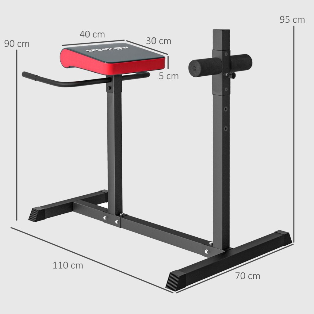 Hyperextension Rygg- och Magtränare med 6-läges justerbar benrulle - Slitstark stålkonstruktion för hemmagym