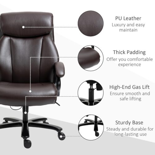 Executive Office Gaming Chair med ergonomiskt ryggstöd, höjdjusterbar sits och vippfunktion för hem/kontor – Slitstark, tjock stoppning upp till 180 kg lastkapacitet