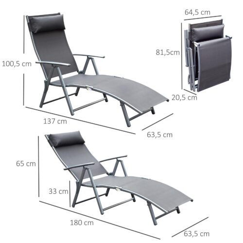 Garden Lounger Deck Chair – Justerbart ryggstöd och hopfällbar design för utomhuskomfort med dyna