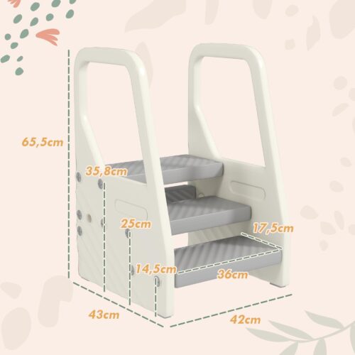Justerbar stegpall för barn med 3 säkerhetsnivåer, halkfri design och mångsidig användning i badrum, kök och mer