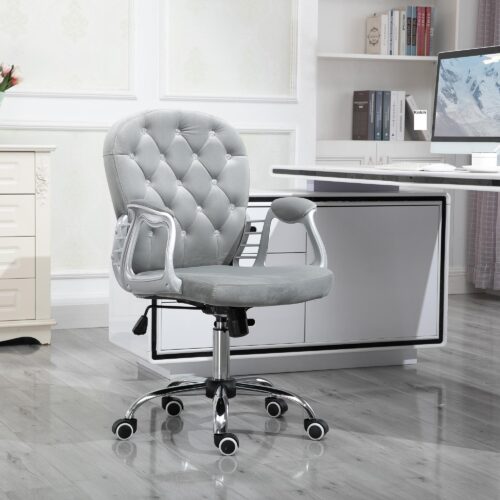 Ergonomisk kontorsstol med snygg design – ultimat komfort och justerbar i höjdled | Grå, 59,5×60,5×95-105 cm – Lastkapacitet upp till 120kg