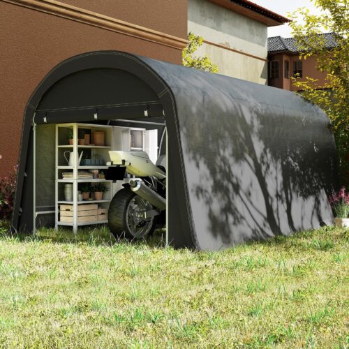 Vattentät cykelskjul med dörr, 300x450x230 cm förvaringstält för cyklar, verktyg och utomhusutrustning – hållbart, lättillgängligt, vindbeständigt