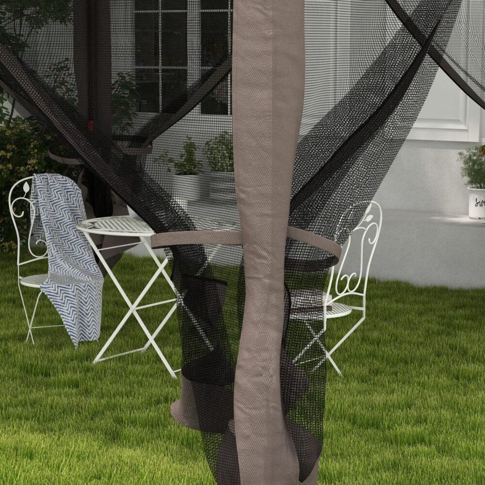 Hopfällbart lusthus trädgårdstält med sidoväggar – Insektsskydd, stabil och rostsäker design | 3,25 m x 3,25 m popup-skydd
