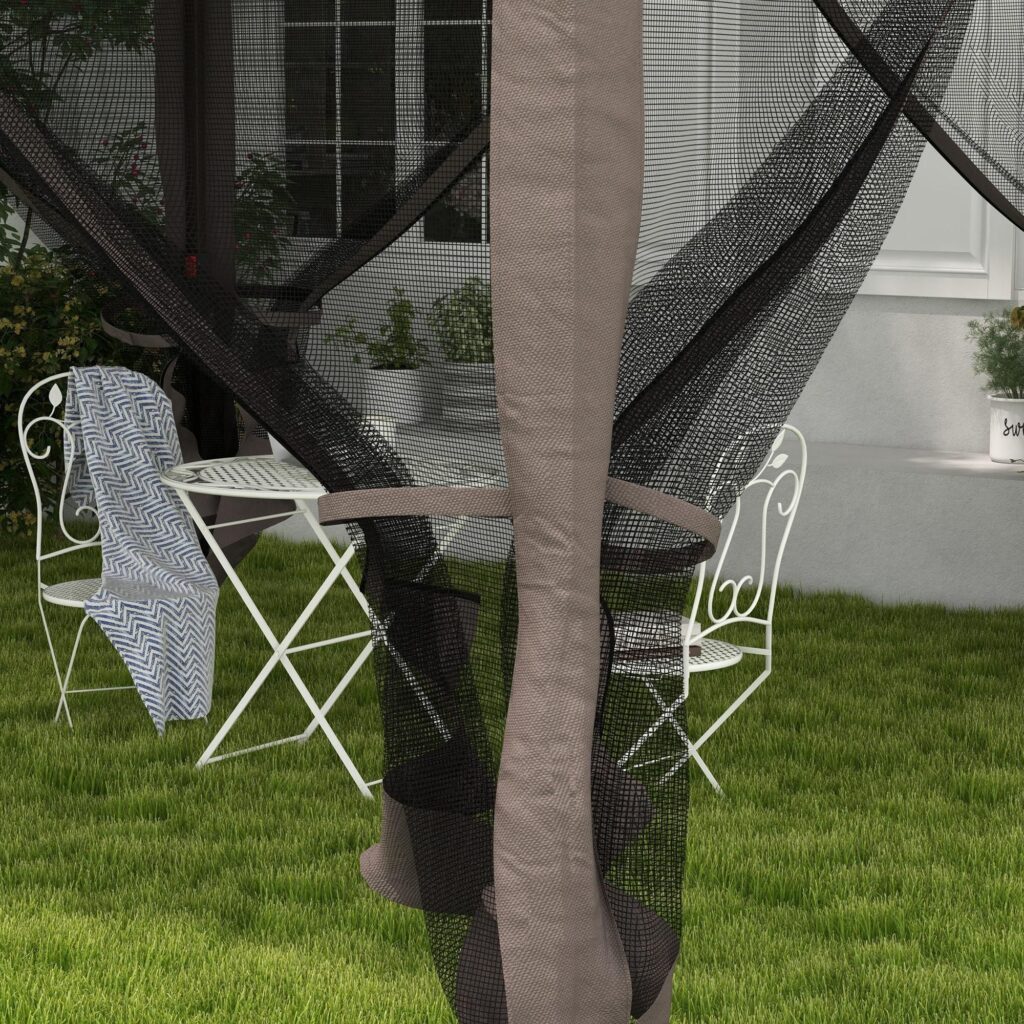 Hopfällbart lusthus trädgårdstält med sidoväggar - Insektsskydd, stabil och rostsäker design | 3,25 m x 3,25 m popup-skydd