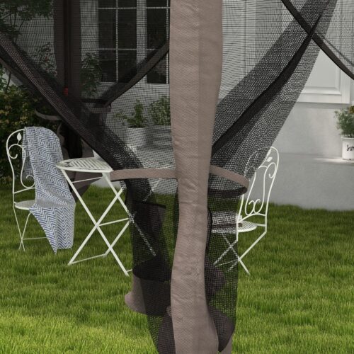 Hopfällbart lusthus trädgårdstält med sidoväggar – Insektsskydd, stabil och rostsäker design | 3,25 m x 3,25 m popup-skydd
