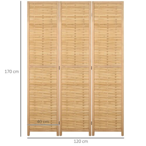 3-panel vikbar bambu sekretessskärm med handvävd design – omedelbar integritet, enkel förvaring