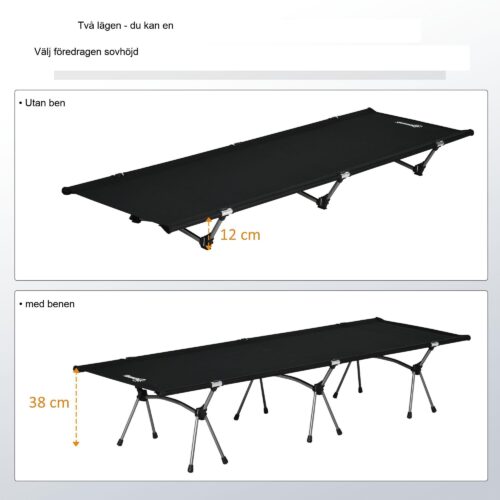 Campingsäng hopfällbar aluminium Höjdjusterbar med bärväska – Lätt och kraftig för utomhusbruk