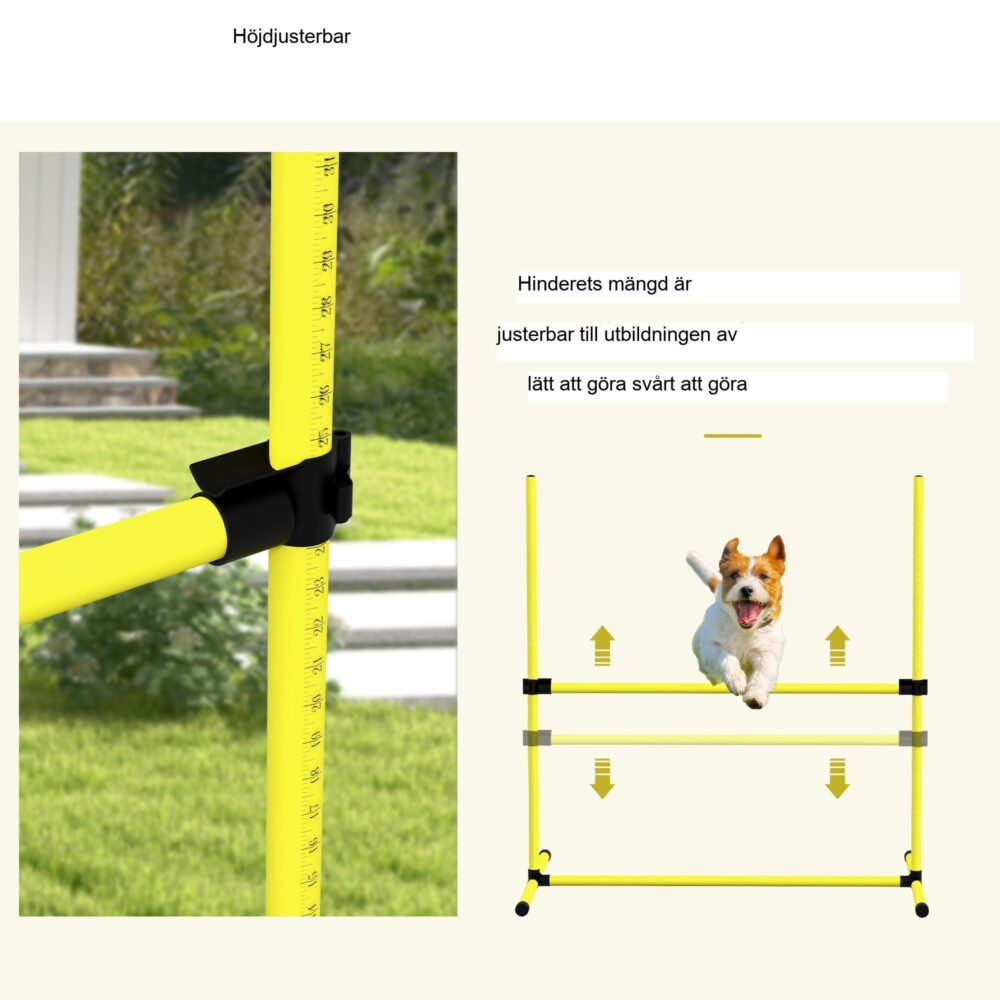 Agility Hinder Training Set for Dogs – Justerbar och bärbar med bärväska för effektiv hundträning