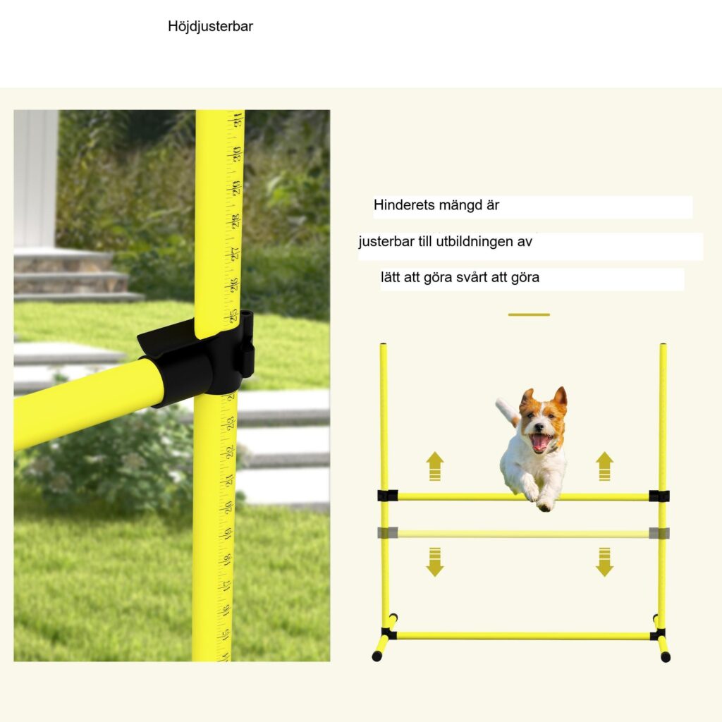 Agility Hinder Training Set for Dogs - Justerbar och bärbar med bärväska för effektiv hundträning
