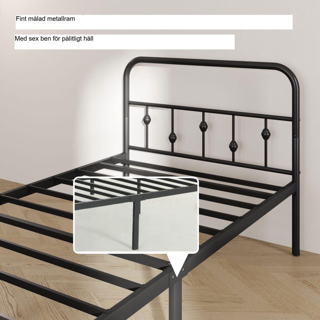 Hopfällbar sängram i metall för 200x90 madrass med 32 cm förvaringsutrymme: enkel installation och tyst sömn