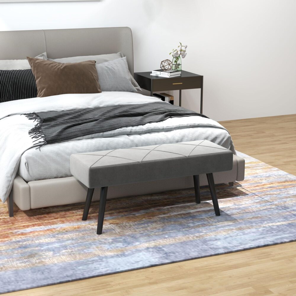 Klädd sammetsbänk med extra komfort – X Pattern Design för sovrum, hall och vardagsrum