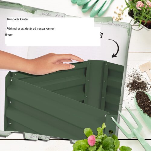 Galvaniserad stålbädd med spaljéstöd, justerbar tomatbur och öppen bottendränering för trädgård eller balkong – enkel installation