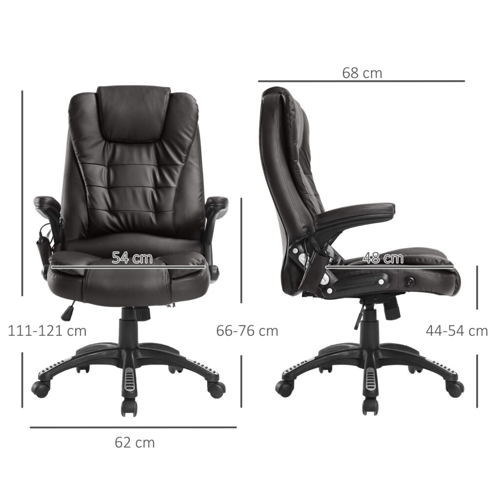 Executive massagestol med 6-punkts vibrations- och värmefunktion - ergonomisk design, justerbar höjd, släta hjul
