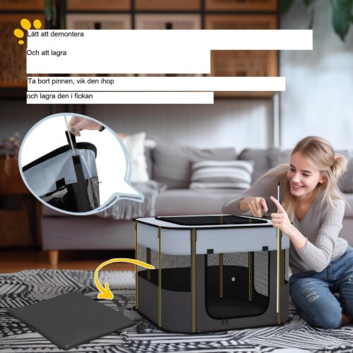 Valplekhage med nätfönster och dörrar – vikbar design för enkel förvaring och resa | Slitstarkt Oxford-tyg | Perfekt för små husdjur under 4 kg