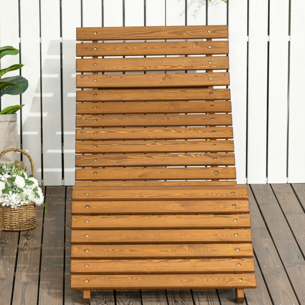 Ergonomisk solstol i massivt teak med böjd design – hållbar och väderbeständig för upp till 120 kg