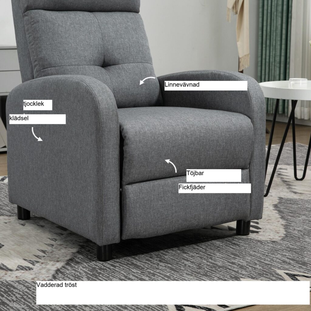 Koppla av fåtölj med liggande funktion - Ultimate Comfort and Support | Snabbmontering