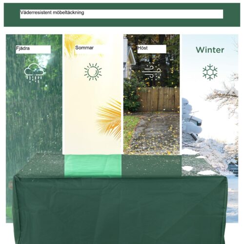 Väderbeständigt skyddsöverdrag för trädgårdsmöbler (600D Oxford Fabric) – UV-beständigt och vattentätt, säkrat med 8 öljetter och snöre | Passar 135x135x75 cm Mått
