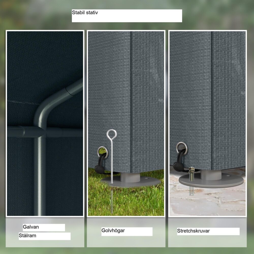 Garagetält med UV-skydd och enkel åtkomst – Slitstark stålram för trädgårdsförvaring