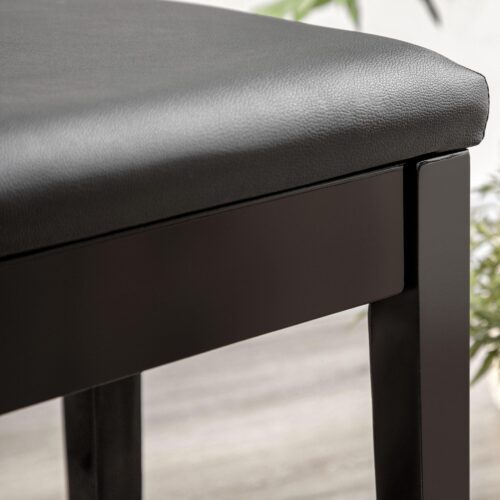 Höj- och sänkbar pianobänk med läderdyna i svart – Faux Leather Comfort, 150 kg stöd, enkel montering