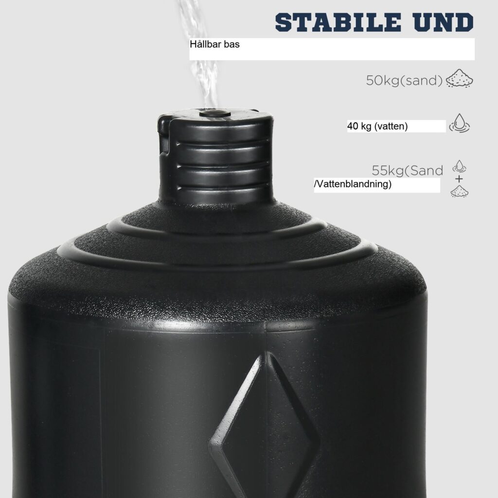 Realistiska träffzoner och justerbar höjd boxningssäck med HDPE-bas - Stabilt stativ fyllt med vatten eller sand för säker träning
