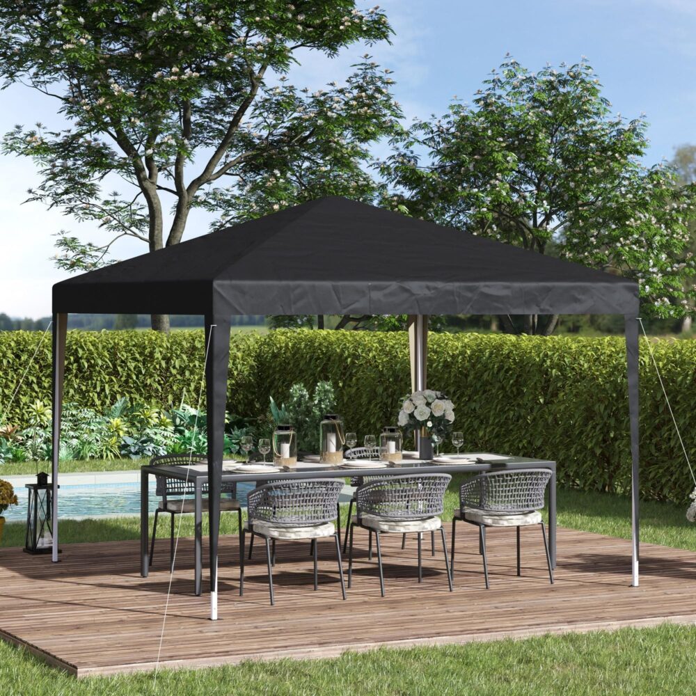 Vattenavvisande stabil vinterbeständig hopfällbar paviljong med slitstark stålram och väderbeständigt oxfordtyg, inkluderar bärväska och markankare för camping, trädgård och utomhusevenemang.