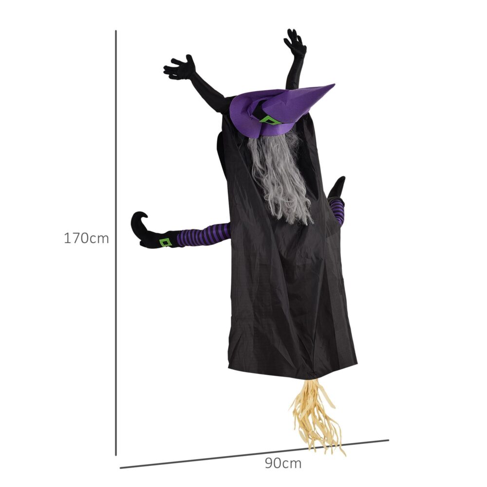 läskig halloween dekoration 170cm flygande häxa figur för fester – enkel installation, hållbar stålkonstruktion