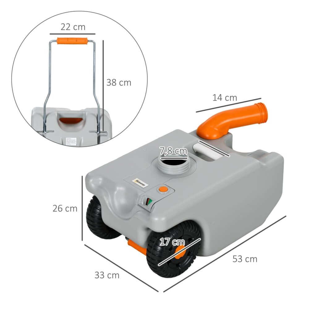 22 liters smutsvattentank rullande bärbart vikbart handtag roterande pip inga stänk design