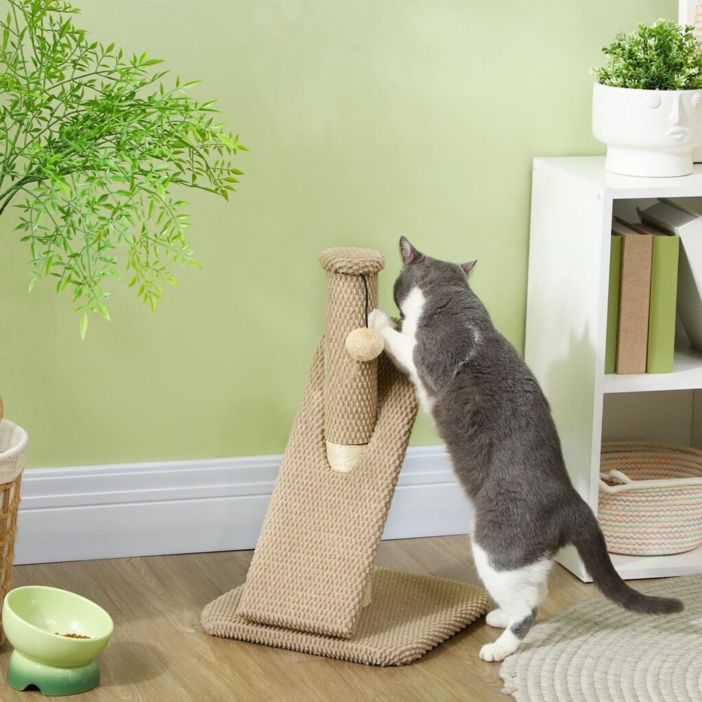 Klösstång 54cm Sisal Klösstolpe för Katt med Leksaksboll - Hållbar bas och interaktiv design för glada katter