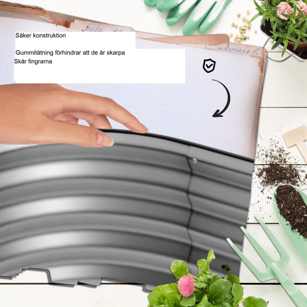 Upphöjd bädd Planteringslåda i metall med väderbeständigt galvaniserat stål, öppen botten för bättre dränering | Modulär design och enkel montering.