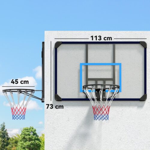 Väggmonterad basketkorg – mångsidig för inomhus/utomhusbruk med slitstark stålram och enkel montering