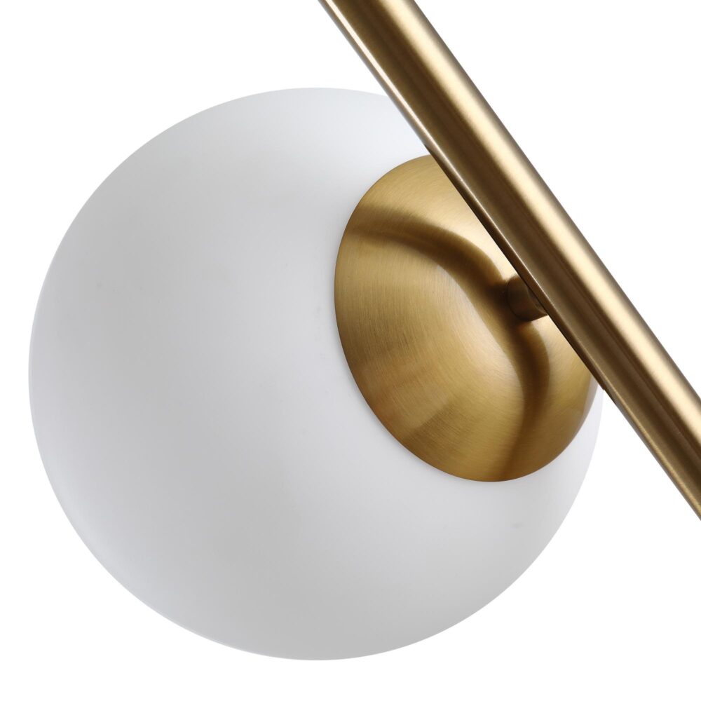 Modern golvlampa med dubbla glasskärmar med snabb montering och 165 cm höjd för maximerad rumsbelysning