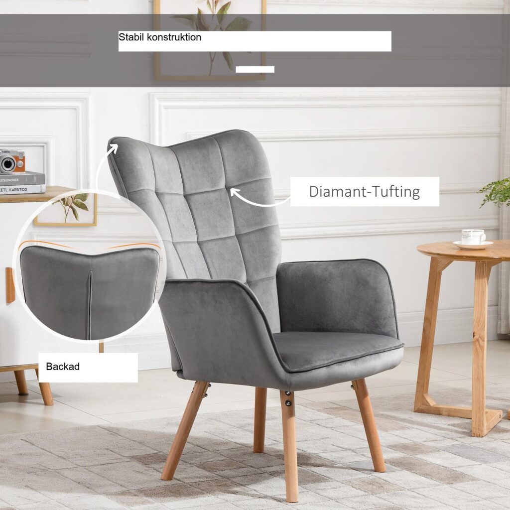 Modern sammetslen polyester matstol med armstöd och ryggstöd, bekväm sits och hög ryggdesign, robusta ben i bokträ