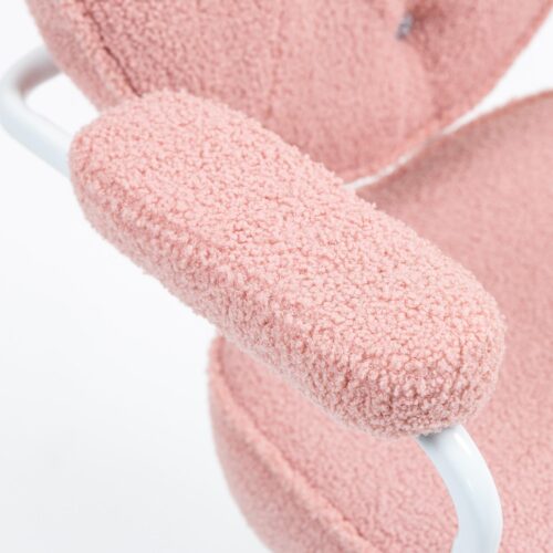 Ergonomisk skrivbordsstol med justerbar höjd och vippfunktion – Fluffy Teddy Bear fleeceöverdrag för hemmakontoret
