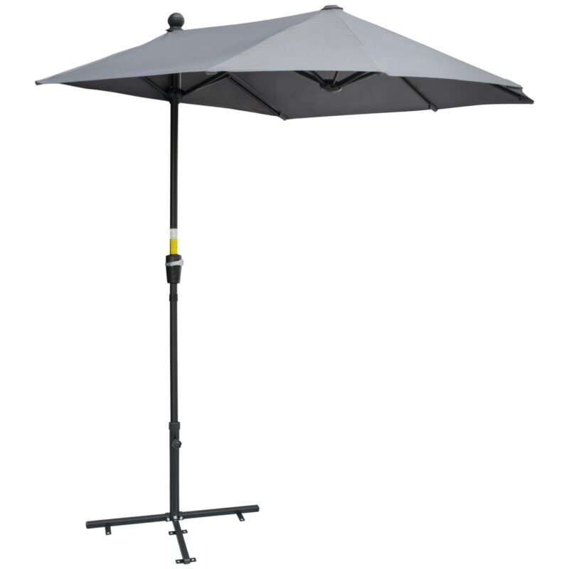 2x2m halvrunt parasoll med fäste, vattentät för trädgård och uteplats – mörkgrå, 100% polyester, robust stålram, stor skuggyta, vindbeständig design, enkel montering