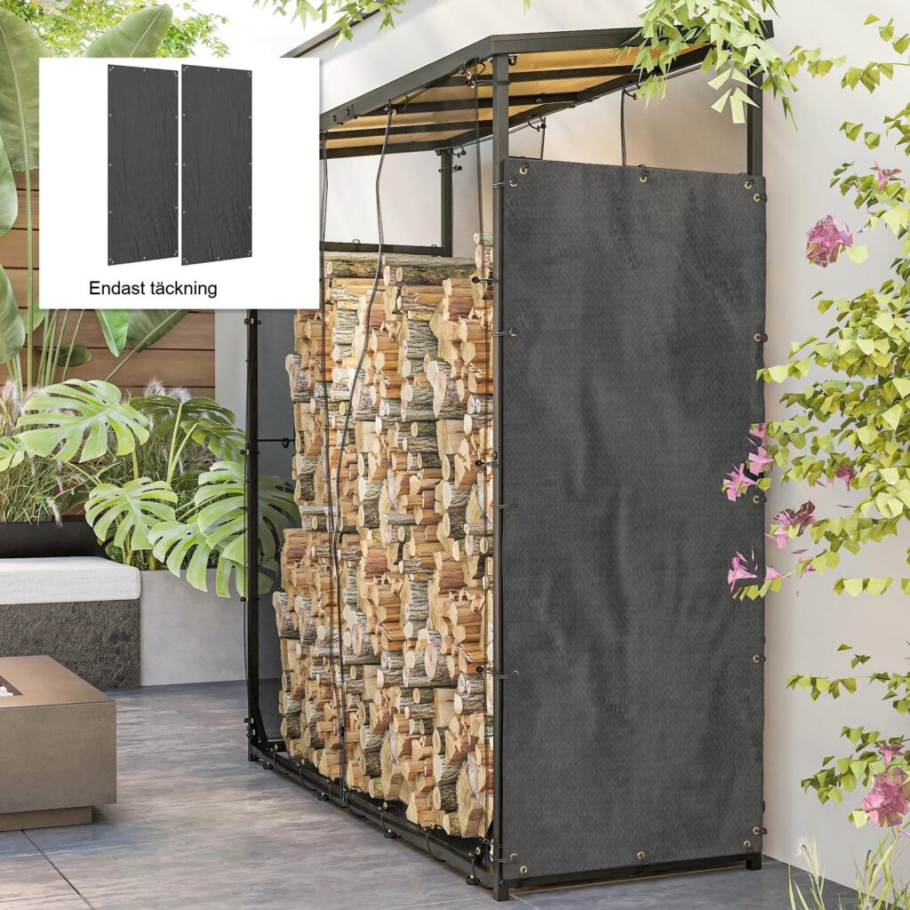 Set med 2 hyllöverdrag för ved - Vattentät och UV-skydd - Perfekt passform för hyllor 62-66D x 185H cm