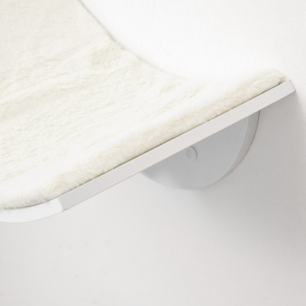 Cat Lounger Vägghylla – Böjd design för mysiga tupplurar, enkel väggmontering för platsbesparande kattsäng med mjukt fleeceöverdrag