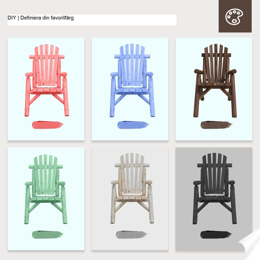 Ergonomisk Adirondack trädgårdsstol med hög rygg och armstöd – Slitstark grankonstruktion, enkel montering, perfekt för trädgård och uteplats