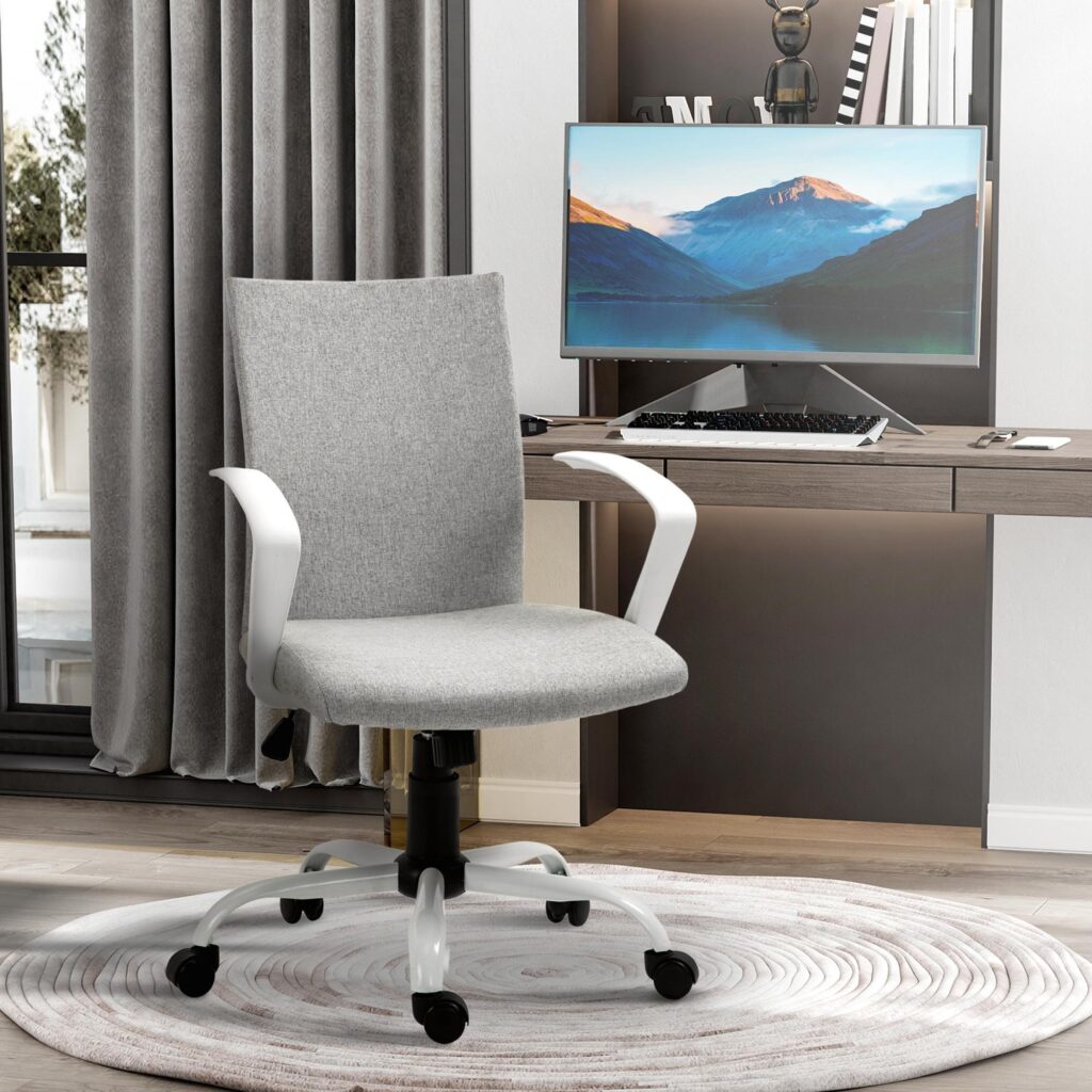 Ergonomisk kontorsstol med justerbar höjd och gungfunktion - 360 ° roterbar, maximal belastning 120 kg, andningsbar linnedesign