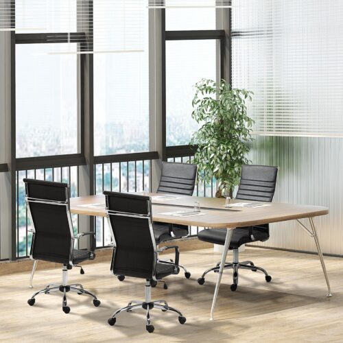 Ergonomisk kontorsstol för chefer med vippfunktion | Höj- och sänkbar och lyxig klädsel i konstläder | Svart