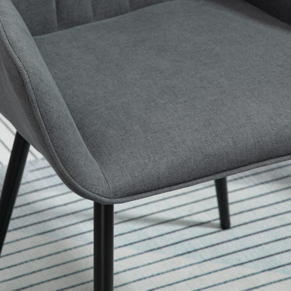 Set med 2 matstolar | Bekväm och snygg design med andningsbart linneöverdrag, metallben och halkfria fötter