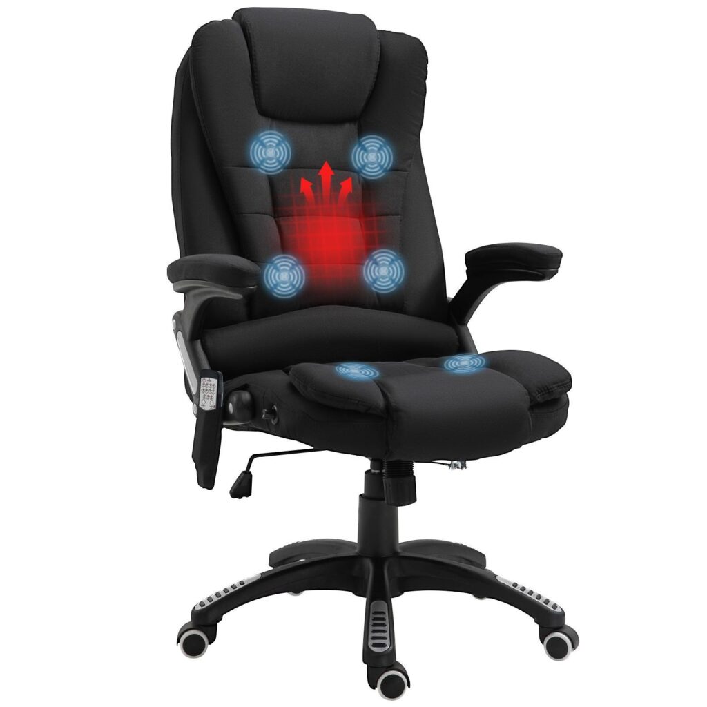Ergonomisk massagestol med 6 -punkts terapi och uppvärmning - Höjd justerbar ryggstöd för lång arbetstid