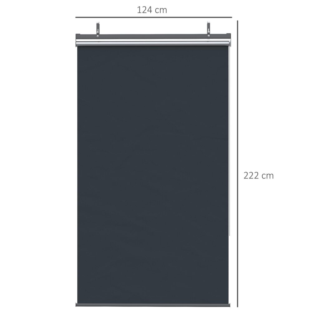 Vertikal markis med insynsskydd | 124x222cm altanskärm för balkong och lusthus – enkel installation, hållbar aluminium- och stålram