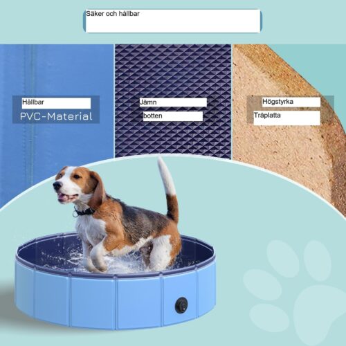 Hundpool – Robust PVC+Wood konstruktion, vikbar och bärbar design för enkel installation