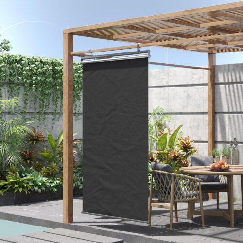 Vertikal markis med insynsskydd | 124x222cm altanskärm för balkong och lusthus – enkel installation, hållbar aluminium- och stålram